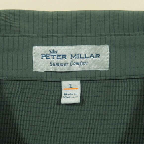 Peter Millar Bellerive Summer Comfort Polo Shirt Mens L Gray Striped Jersey - Picture 5 of 7